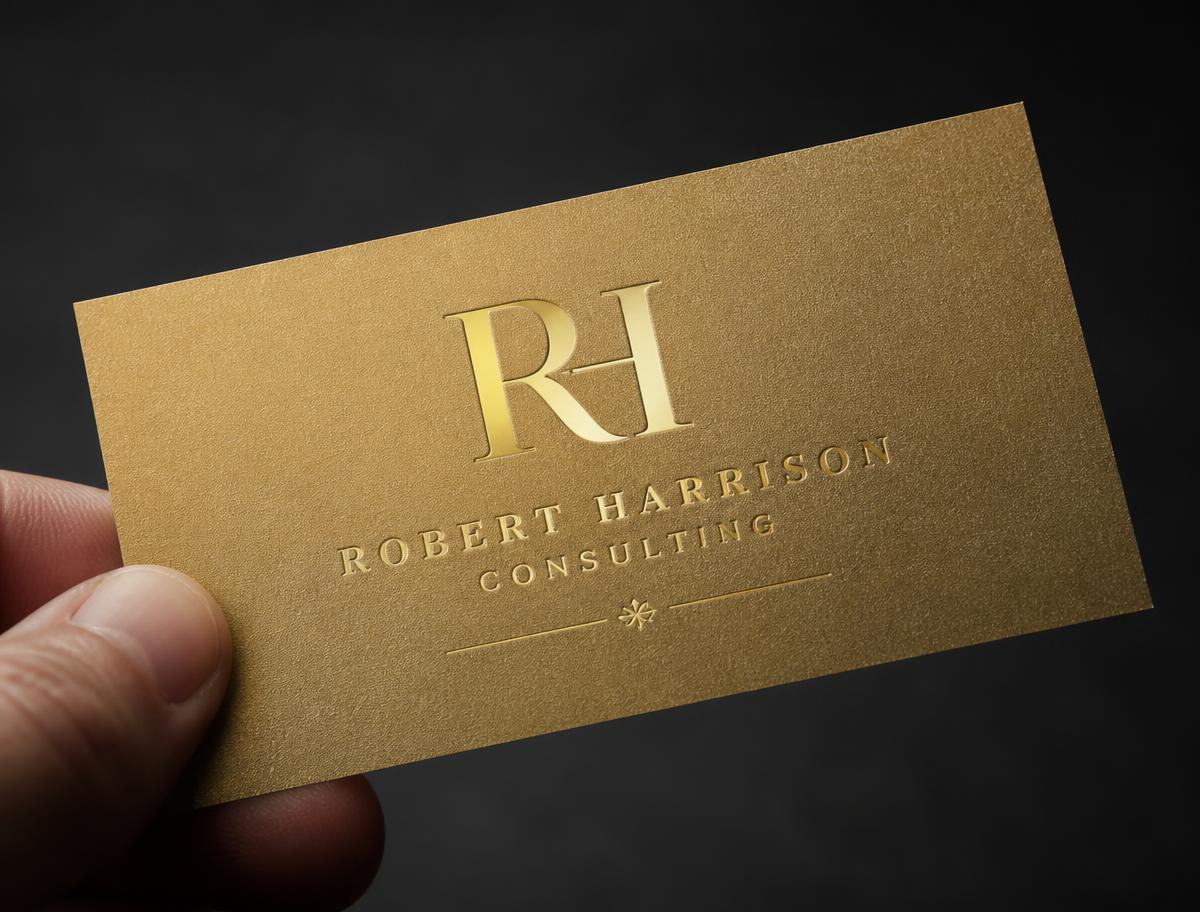 Premium business cards with gold foil and spot UV