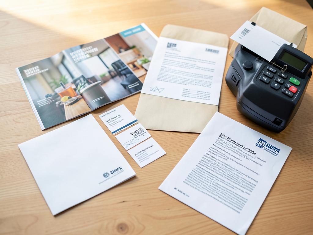 Direct mail postcards, letters, and catalogs ready for USPS delivery