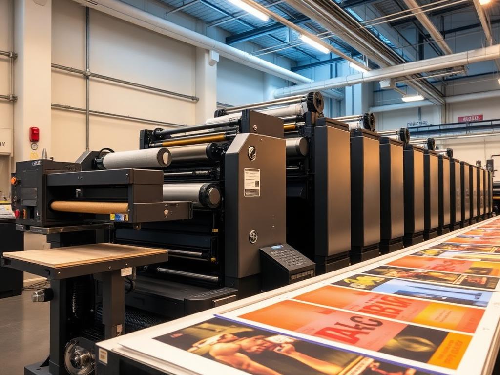 Offset printing press running full-color sheets