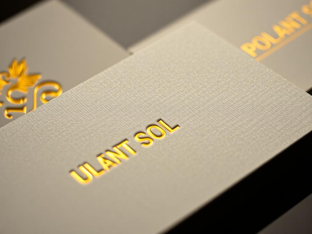 Gold foil stamped and embossed business cards