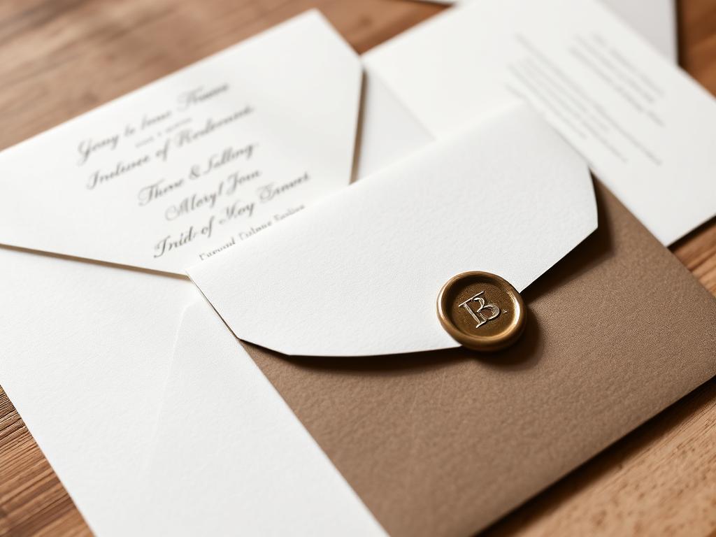 Letterpress wedding invitation suite with wax seal